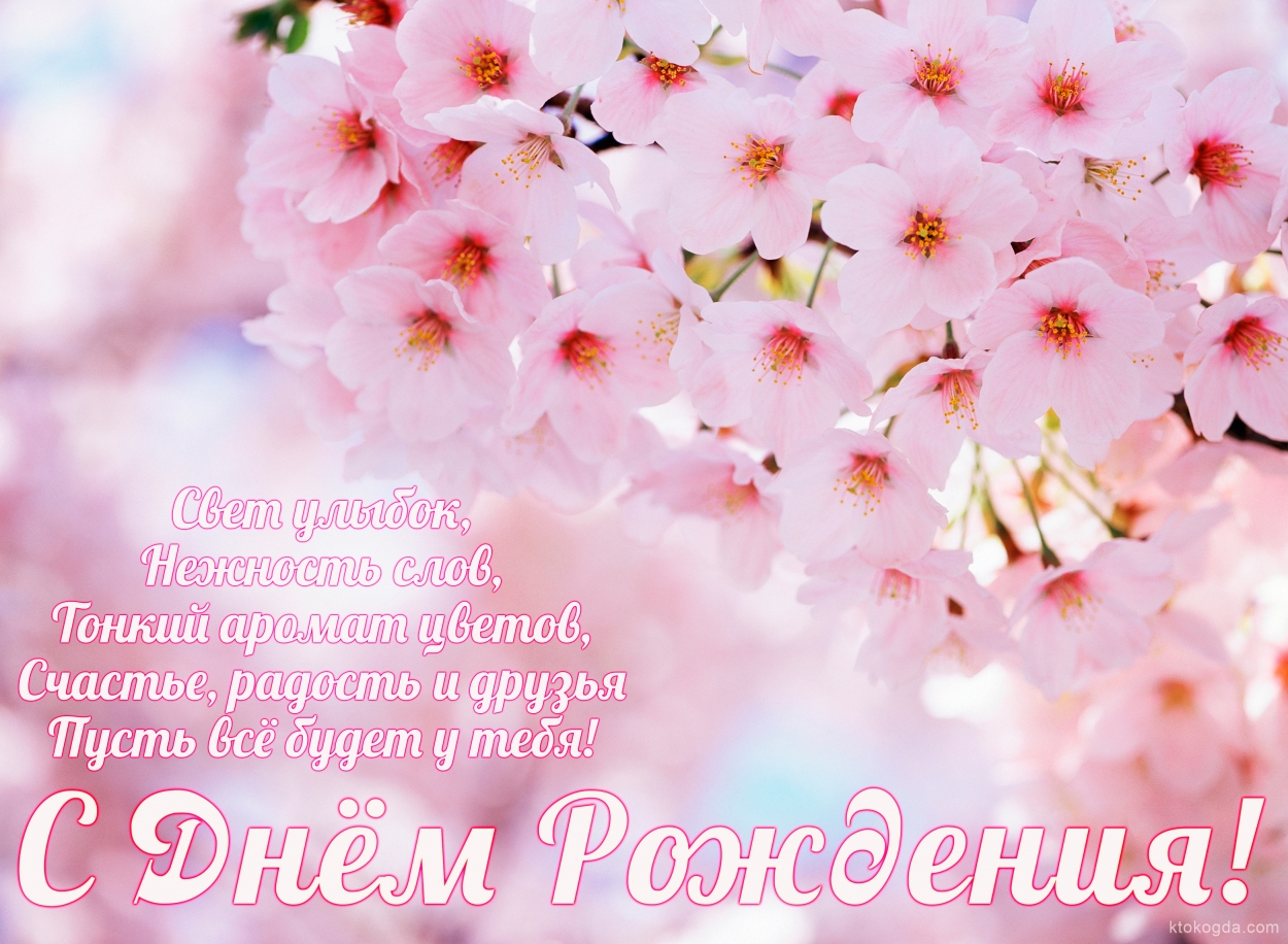 Открытка с Днем Рождения с пожеланием