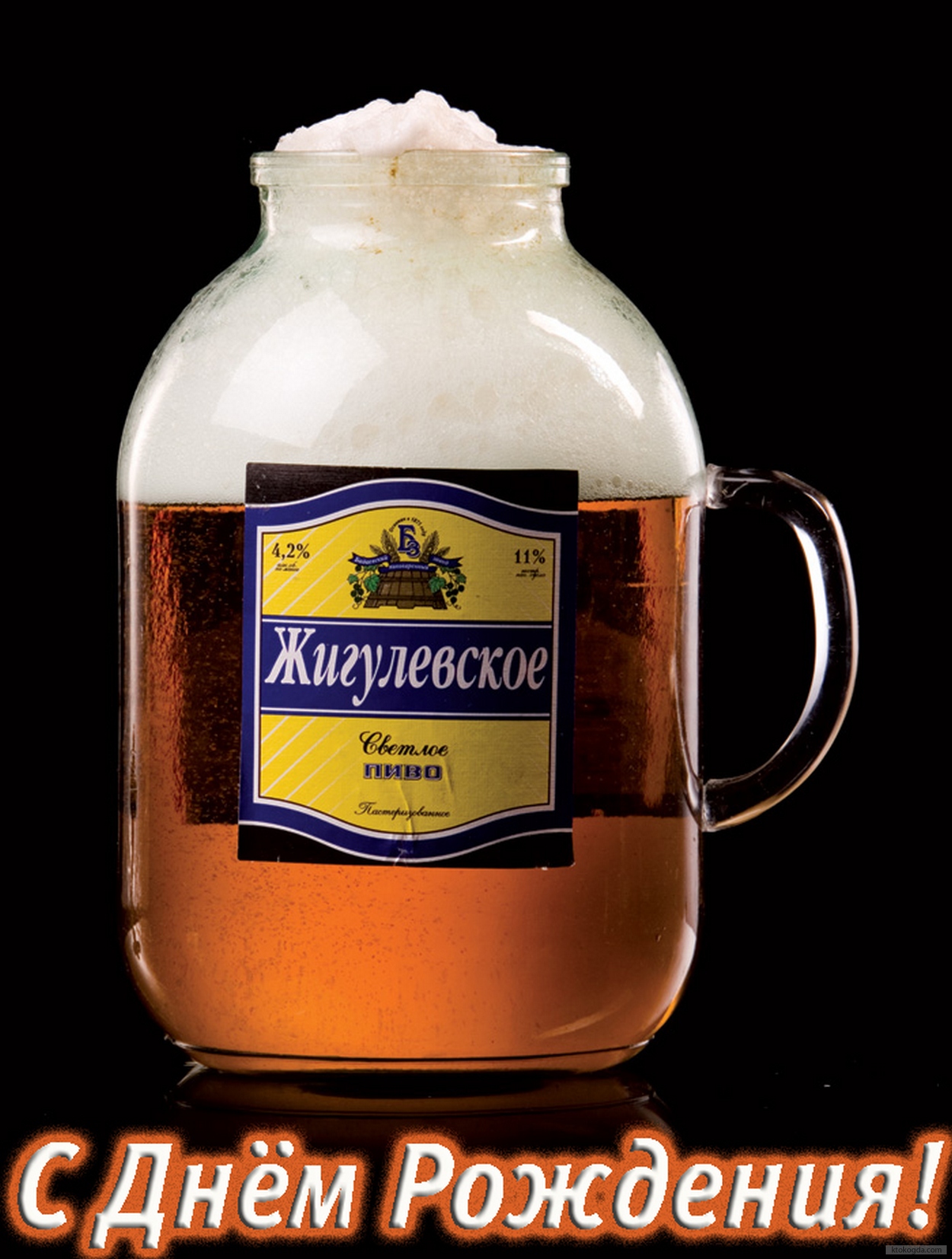 Открытка с Днем Рождения мужчине, пиво