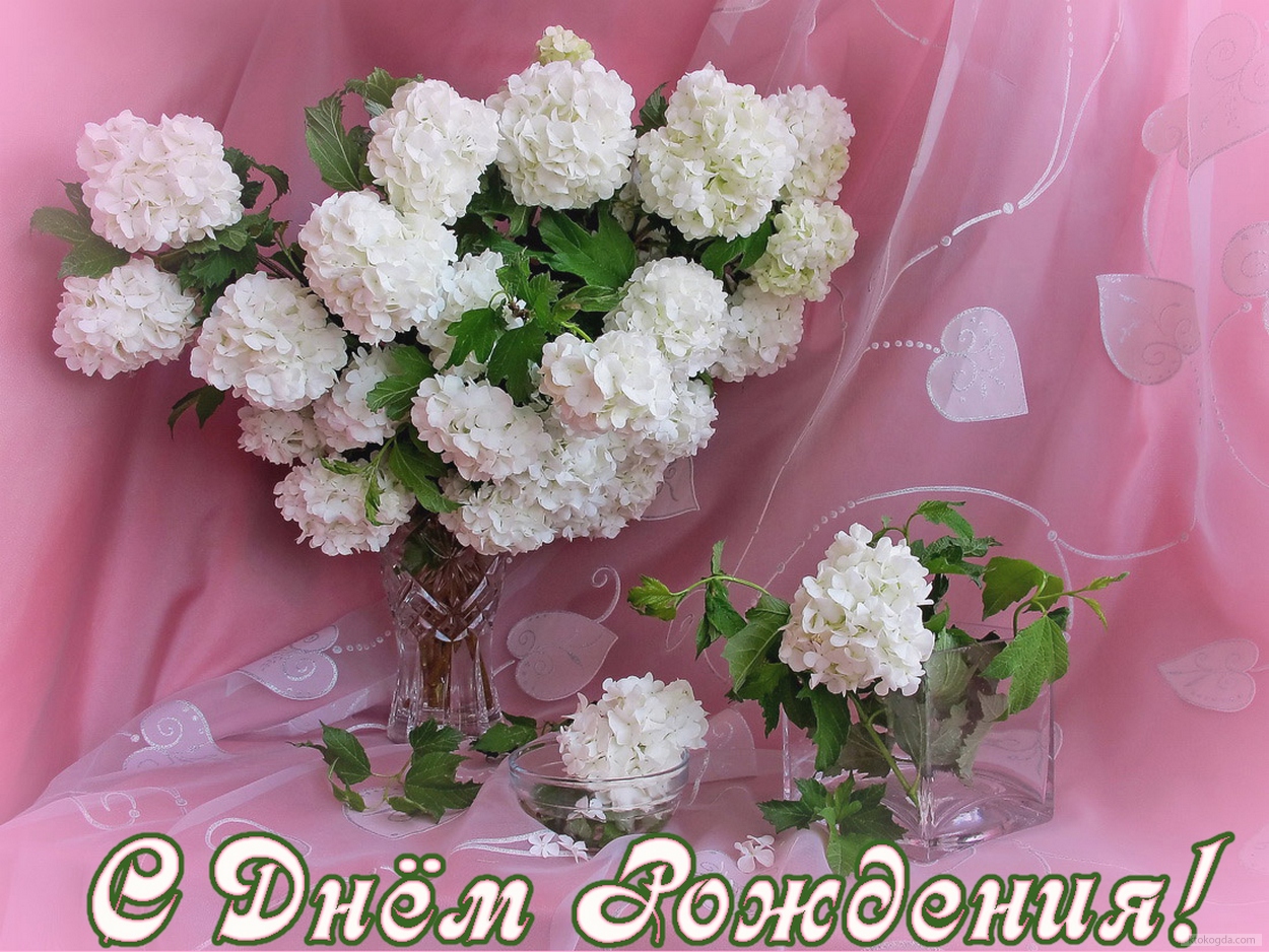 Открытка с Днем Рождения, цветы, букет