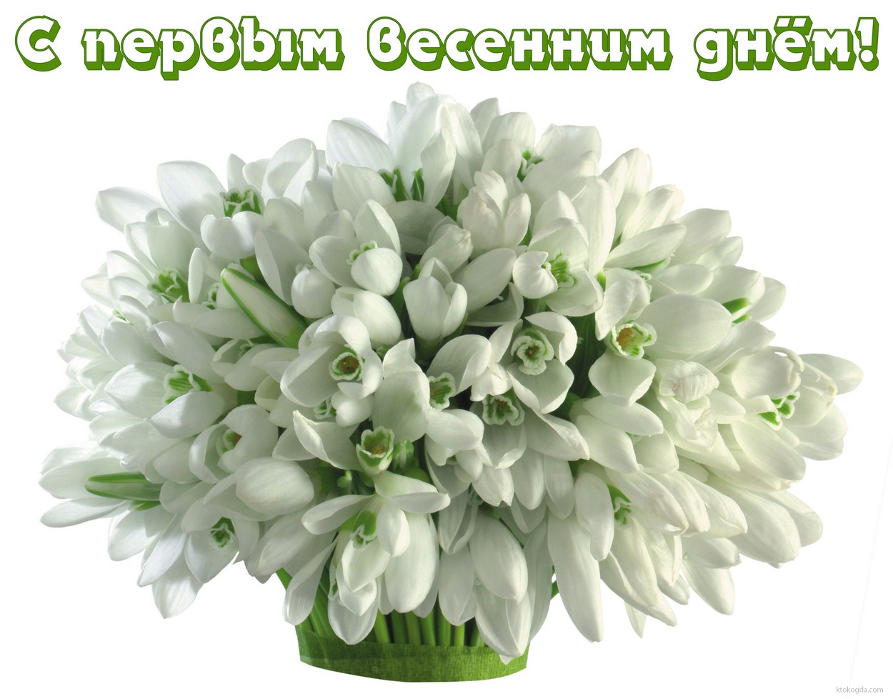 Открытка с первым весенним днем, цветы