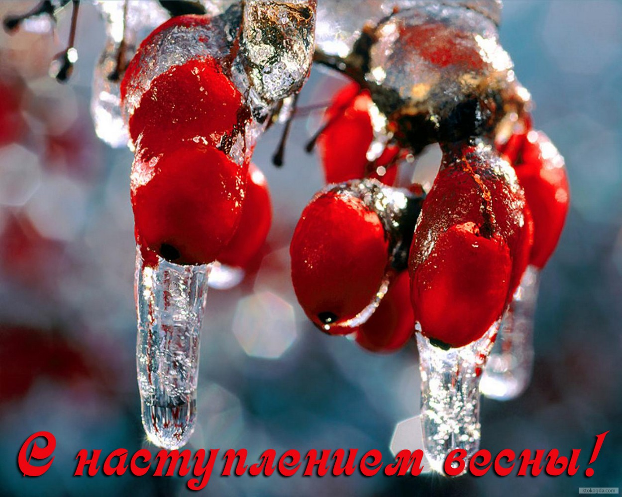 Открытка с наступлением весны, ягоды