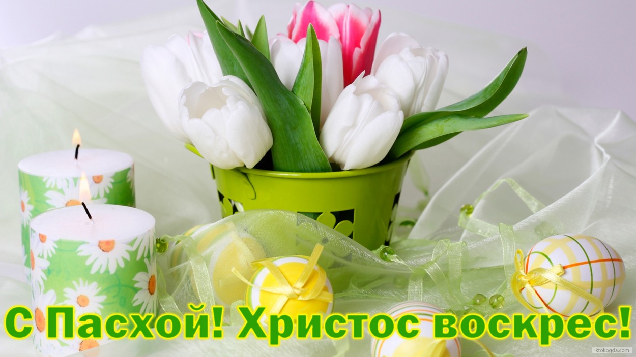 Открытка с Пасхой, Христос воскрес, пасхальные яйца