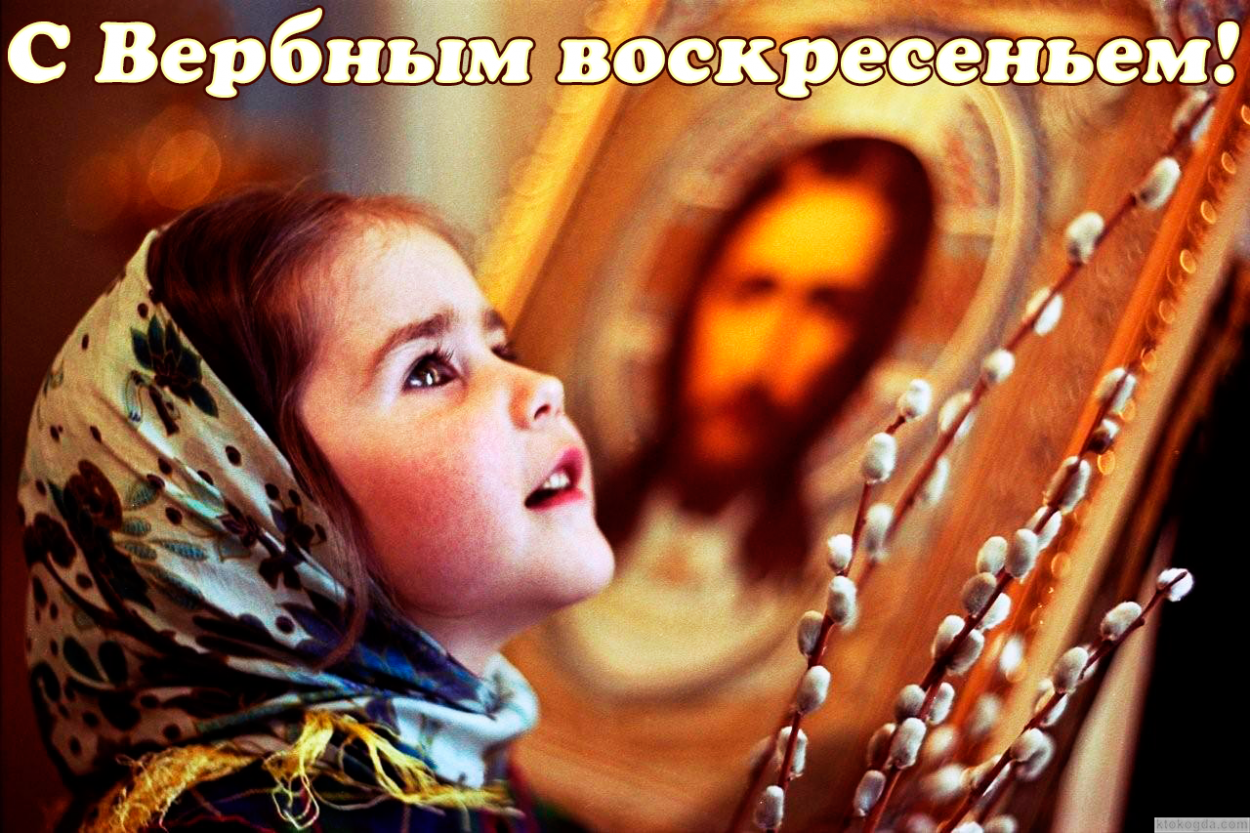 Открытка с Вербным воскресеньем красивая
