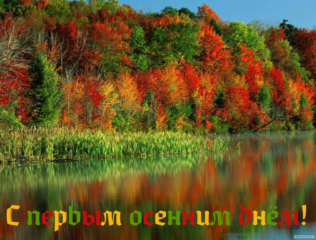 Открытка с первым осенним днем, природа