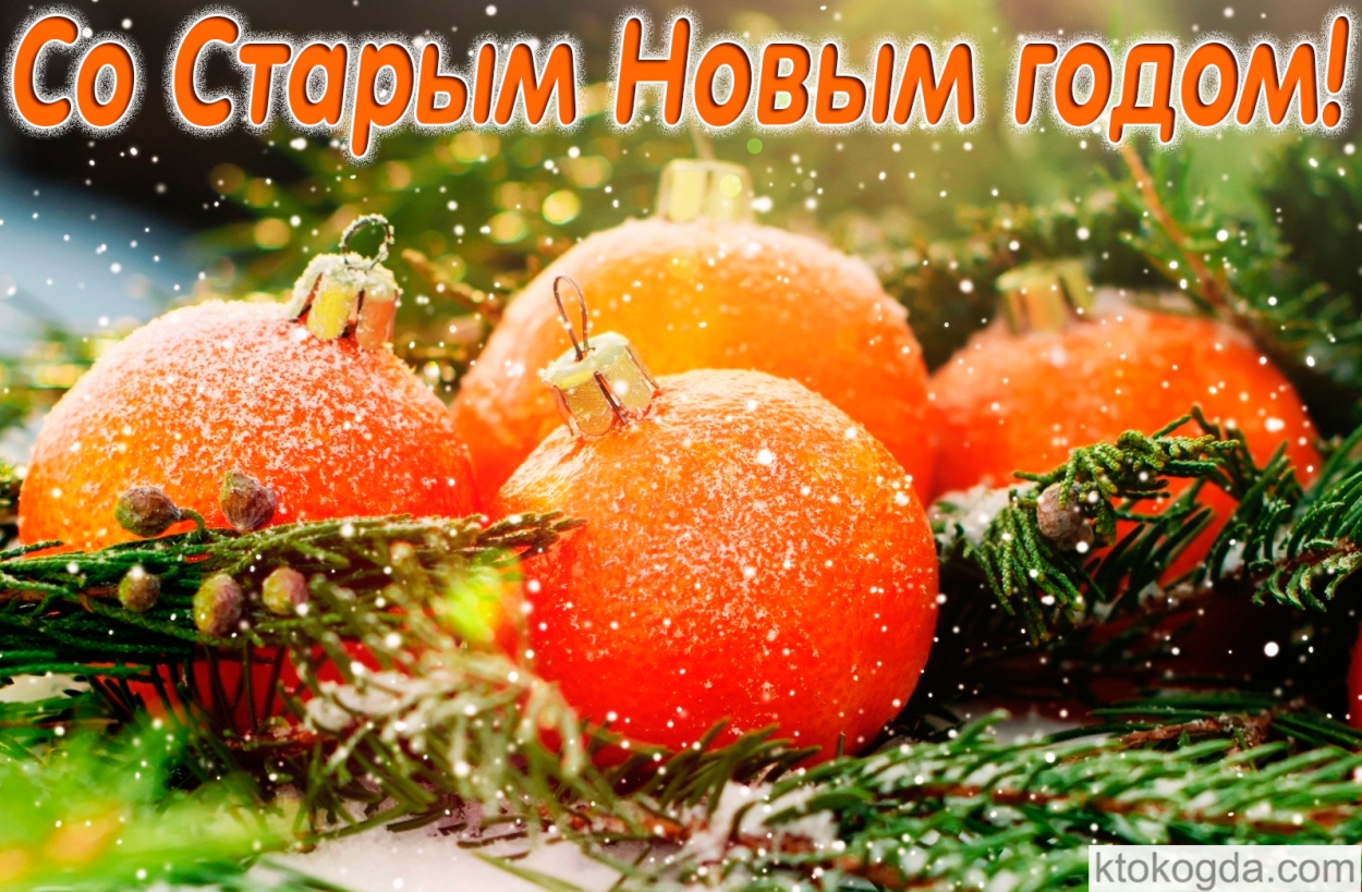 Открытка со старым новым годом красивая, мандарины