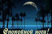 Открытка спокойной ночи, луна и пальмы