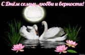 Открытка с Днем семьи, любви и верности, лебеди