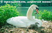 Открытка с праздником, дорогая мама, лебеди