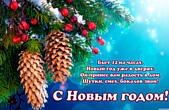 Открытка с Новым годом, Бьет 12 на часах. Новый год уже в дверях. Он принес Вам радость в дом, Шутки, смех, бокалов звон.