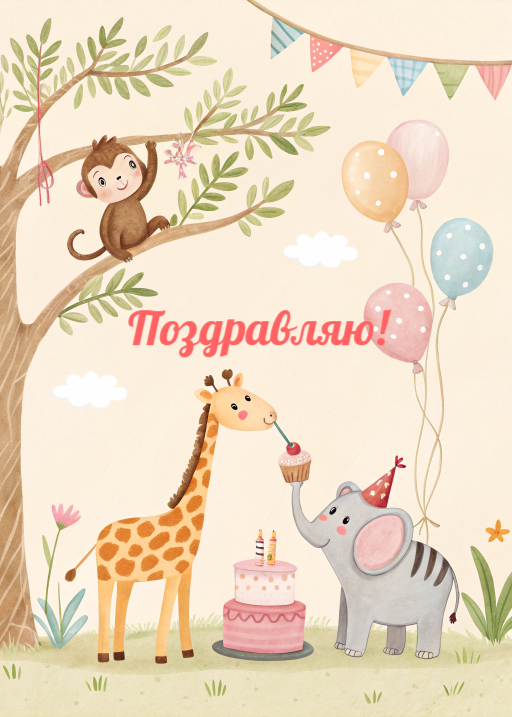 Поздравление детское с животными